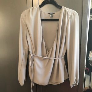 Forever 21 Forest Green Chiffon Wrap Shirt